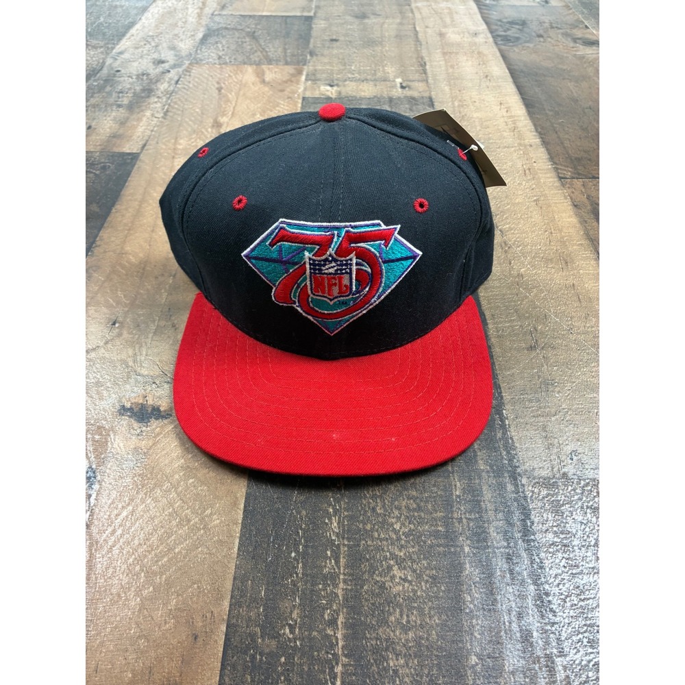 Vintage New Era NFL 75th Anniversary Snapback Hat Red Black Classic Team USA NWT